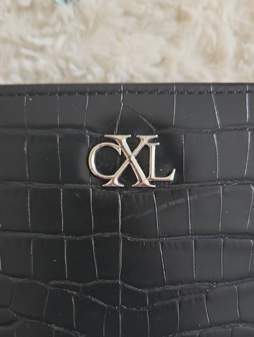 Christian Lacroix Black Croc Zip Wristlet Wallet - Picture 2 of 9